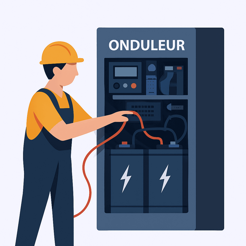 Schéma explicatif du rôle de l’onduleur dans une installation solaire