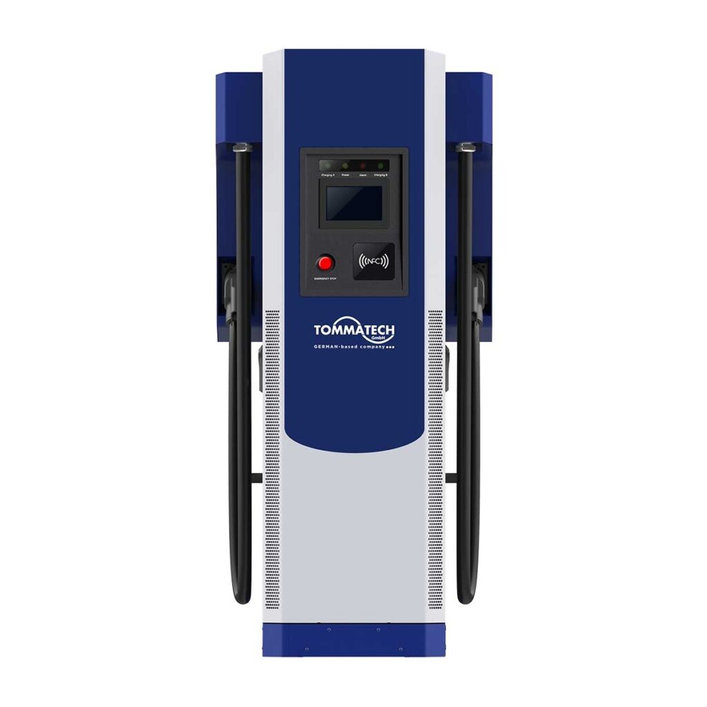 Borne de recharge rapide TommaTech® Commercial 120 kW – Double sortie CCS2